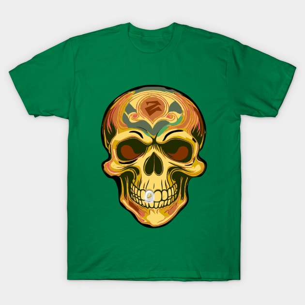 SKULL W/ GOLD TOOTH T-Shirt by MADMONKEEZ